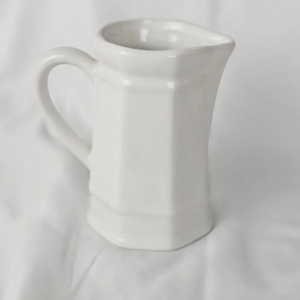 Pfaltzgraff Style White Hexagonal Ceramic Creamer Pitcher